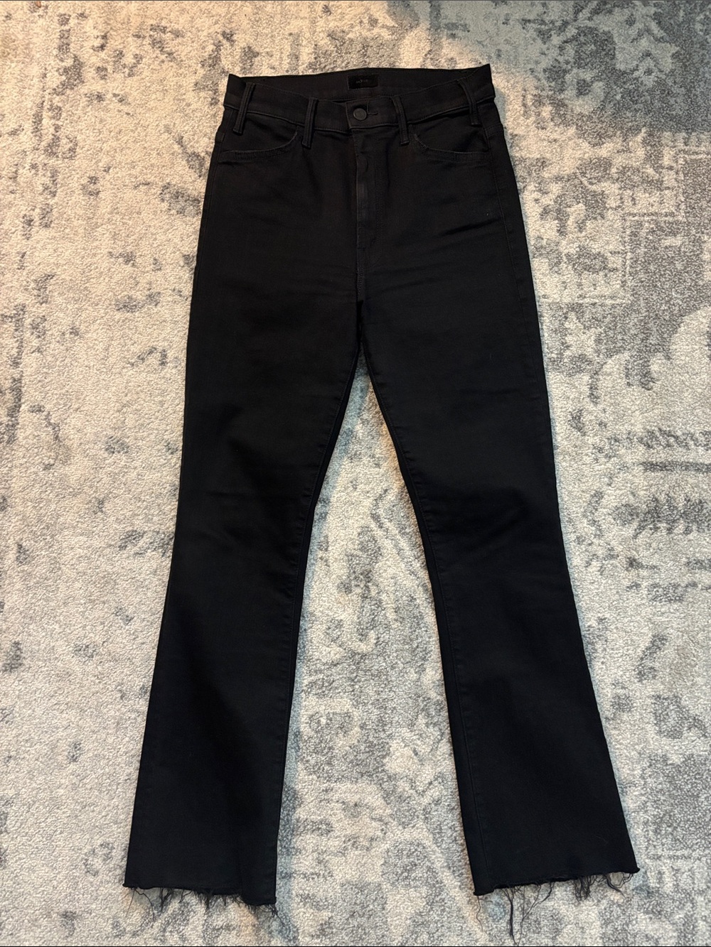 MOTHER Black High-Rise Ankle Flare Jeans